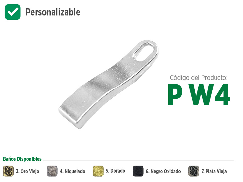 Puxador grande com curvaturas para zíperes metálicos, sintéticos ou plásticos. Puxador moderno, sofisticado e com opções de banho: ouro velho, niquelado, dourado, preto oxidado e prata velho. Puxador com opção de personalização, coloque sua marca ou sua logo no seu zíper.