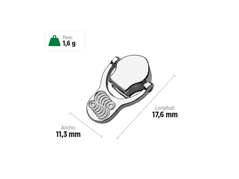 Deslizador S34D4 SANCRIS para zíper sintético fino, Zíper de nylon fino, zíper comum fino, zíper simples fino.