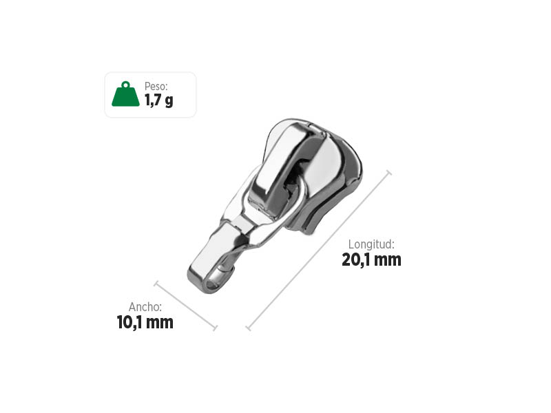 Deslizador P3604 SANCRIS para Zíper plástico fino, zíper tratorado fino, zíper vislon fino, zíper dente de cachorro fino, zíper dente de jacaré fino.