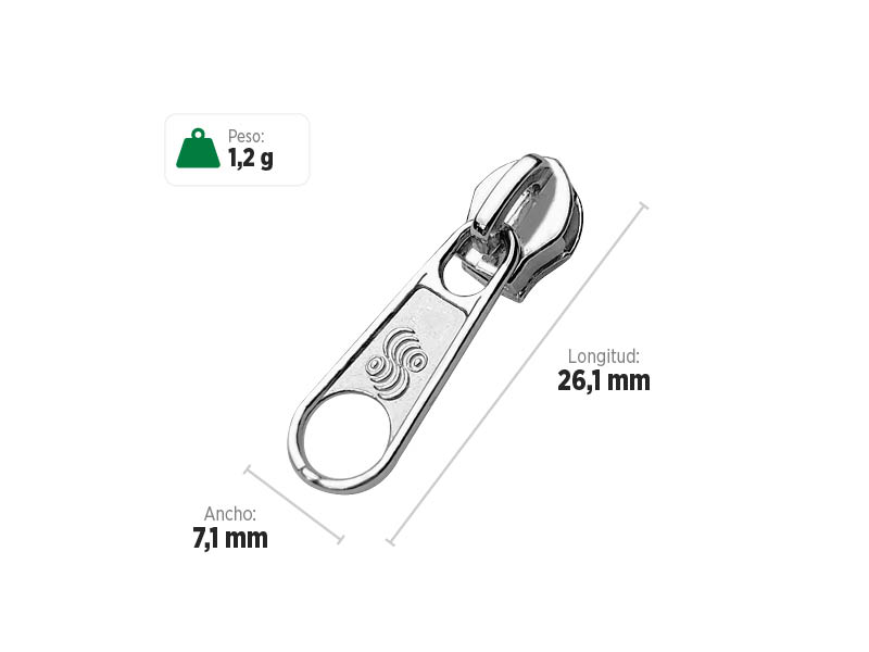 Deslizador S3434 SANCRIS para zíper sintético fino, Zíper de nylon fino, zíper comum fino, zíper simples fino.