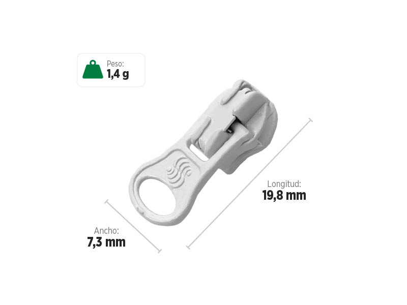 Deslizador S3251 SANCRIS para zíper sintético fino, Zíper de nylon fino, zíper comum fino, zíper simples fino.