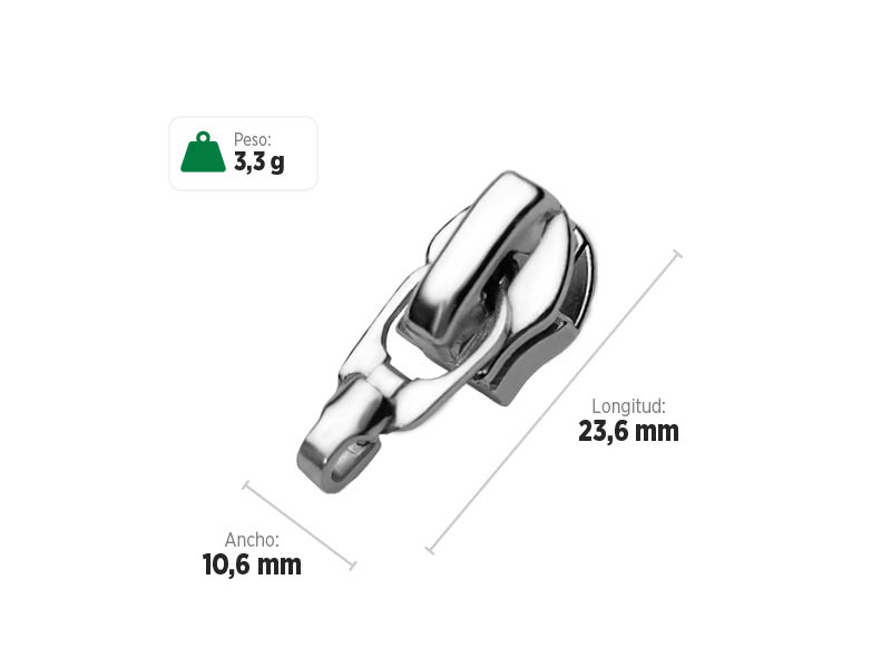 Deslizador SR5604 SANCRIS para zíper invertido grosso, zíper reversível grosso, zíper invisível grosso.