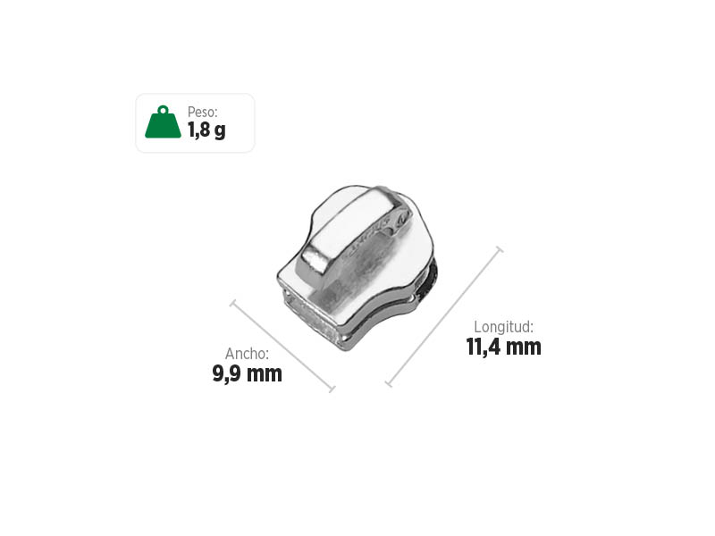 Deslizador M3404 SANCRIS para zíper metálico médio, zíper de braguilha, zíper de vista ou zíper decorativo.