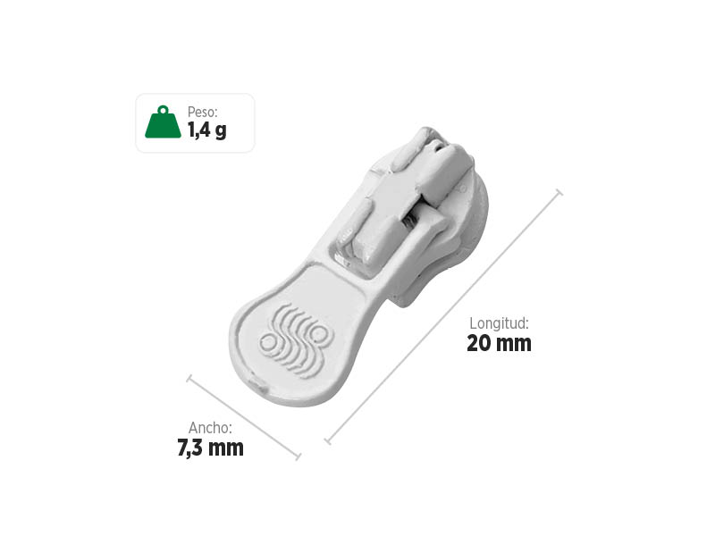 Deslizador S3251K SANCRIS para zíper sintético fino, Zíper de nylon fino, zíper comum fino, zíper simples fino.