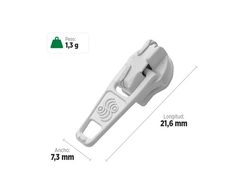 Deslizador S3211 SANCRIS para zíper sintético fino, Zíper de nylon fino, zíper comum fino, zíper simples fino.
