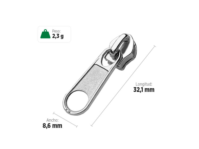 Deslizador S5434 SANCRIS para zíper sintético 5 Standard, Zíper de nylon grosso, zíper comum grosso, zíper simples grosso.