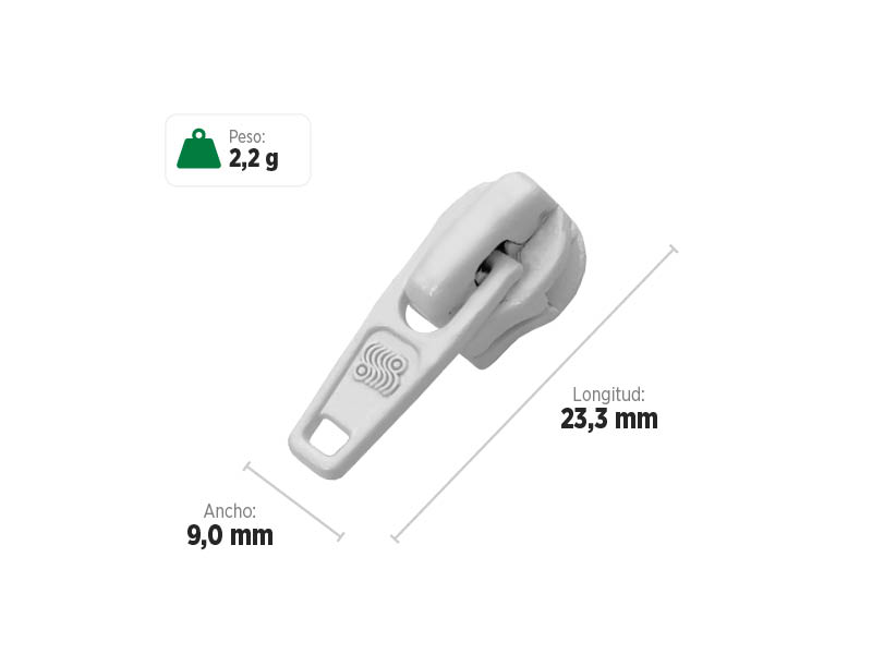 Deslizador S5211 SANCRIS para zíper sintético 5 Standard, Zíper de nylon grosso, zíper comum grosso, zíper simples grosso.