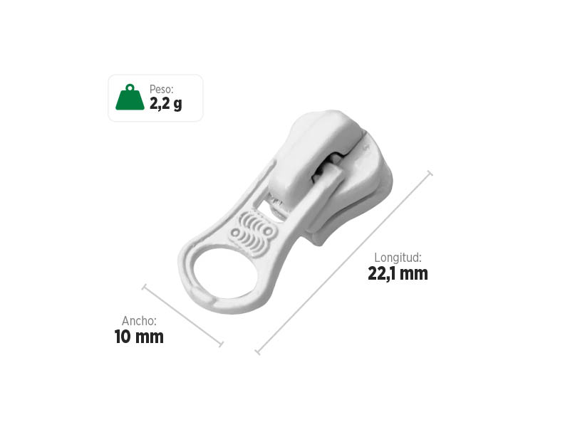 Deslizador P3251 SANCRIS para Zíper plástico fino, zíper tratorado fino, zíper vislon fino, zíper dente de cachorro fino, zíper dente de jacaré fino.