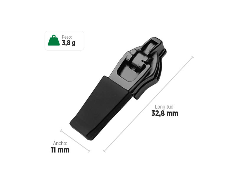 Deslizador SR5316P SANCRIS para zíper invertido grosso, zíper reversível grosso, zíper invisível grosso.