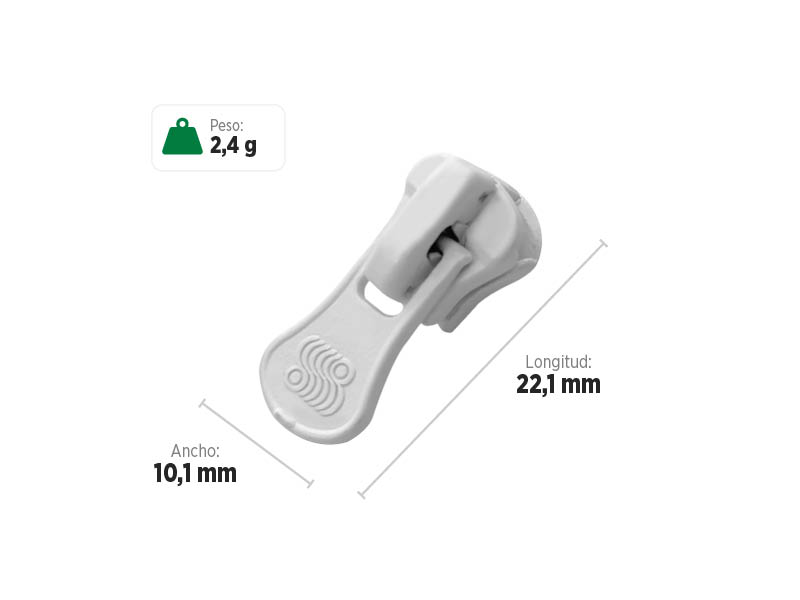 Deslizador P3251K SANCRIS para Zíper plástico fino, zíper tratorado fino, zíper vislon fino, zíper dente de cachorro fino, zíper dente de jacaré fino.