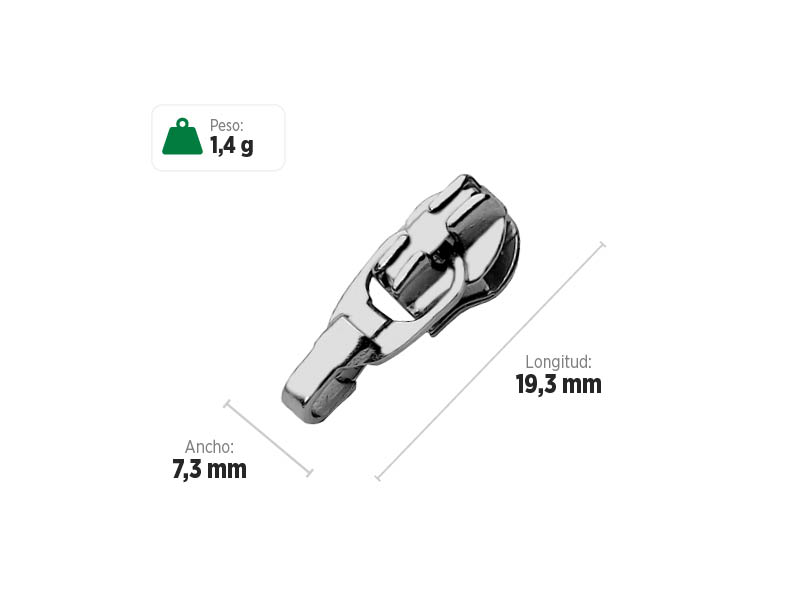 Deslizador S3604 SANCRIS para zíper sintético fino, Zíper de nylon fino, zíper comum fino, zíper simples fino.