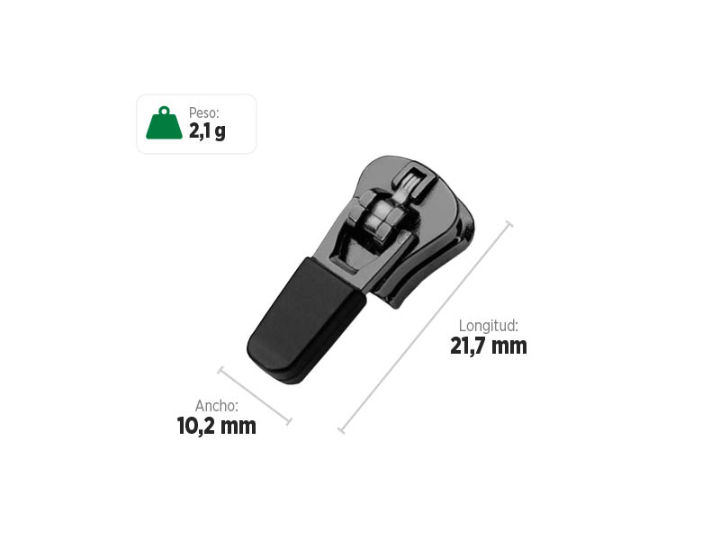 Deslizador P3316P SANCRIS para Zíper plástico fino, zíper tratorado fino, zíper vislon fino, zíper dente de cachorro fino, zíper dente de jacaré fino.