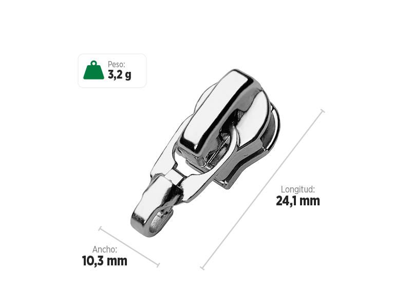 Deslizador S5604 SANCRIS para zíper sintético grosso, zíper de nylon grosso, zíper comum grosso, zíper simples grosso.