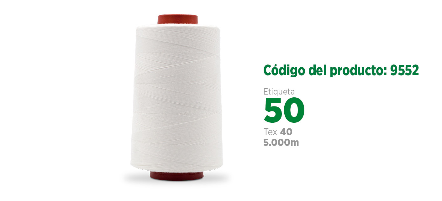 Linha de Algodão para costura industrial (linha para tingir ou linha pt), etiqueta 50, tex 40, 5 mil jardas SANCRIS.