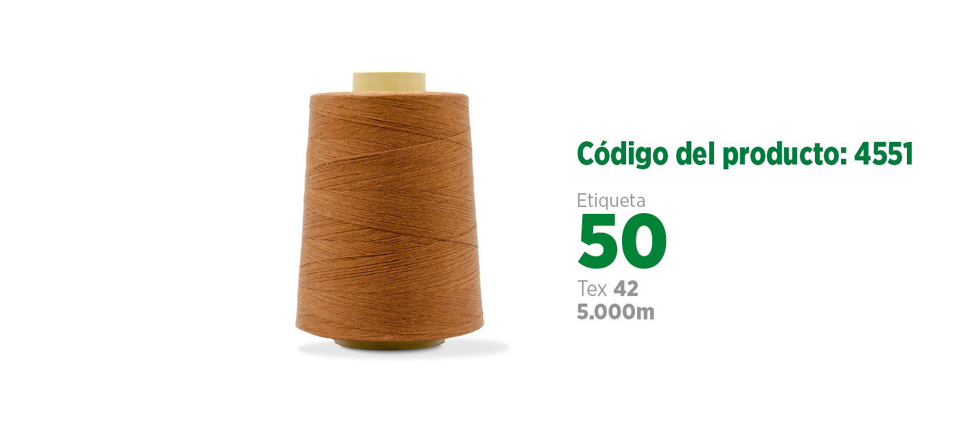 Linha Mista Core Spun para costura industrial (linha mista poliéster/algodão), etiqueta 50, tex 42, 5 mil metros SANCRIS.