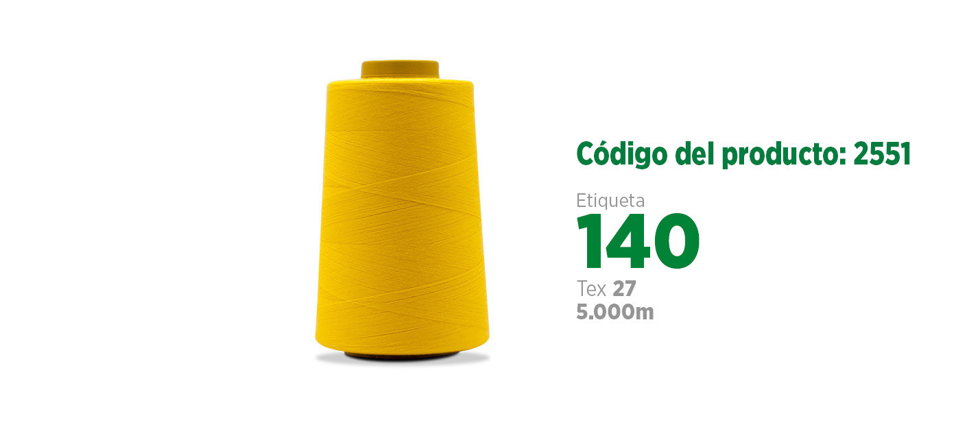 Linha de Poliéster Core Spun para costura industrial (linha poli-poli), etiqueta 140, tex 27, 5 mil metros SANCRIS.