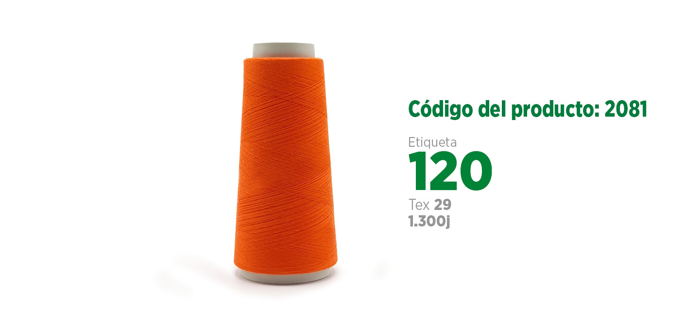 Linha de Poliéster Fiado para costura industrial (linha reta ou algodão), etiqueta 120, tex 29, 1.3 mil jardas SANCRIS.