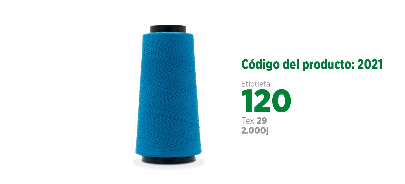 Linha de Poliéster Fiado para costura industrial (linha reta ou algodão), etiqueta 120, tex 29, 2 mil jardas SANCRIS.