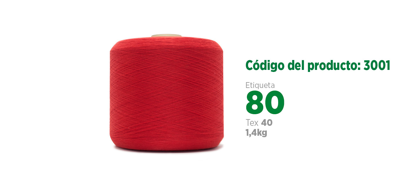 Linha de Poliéster Fiado para costura industrial (linha reta ou algodão), etiqueta 80, tex 29, 1.4Kg SANCRIS.