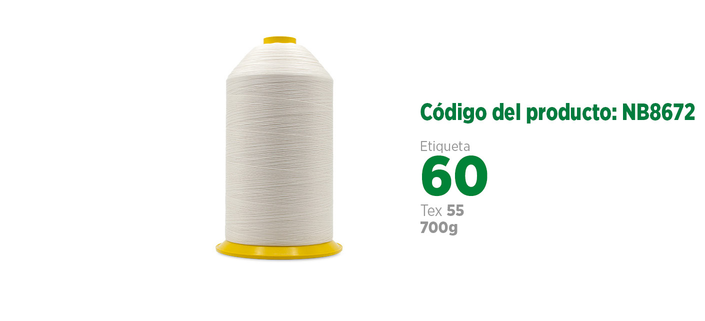 Linha de Nylon Bonderizado para costura industrial (linha de calçado ou linha para couro), etiqueta 60, tex 55, 700g SANCRIS.