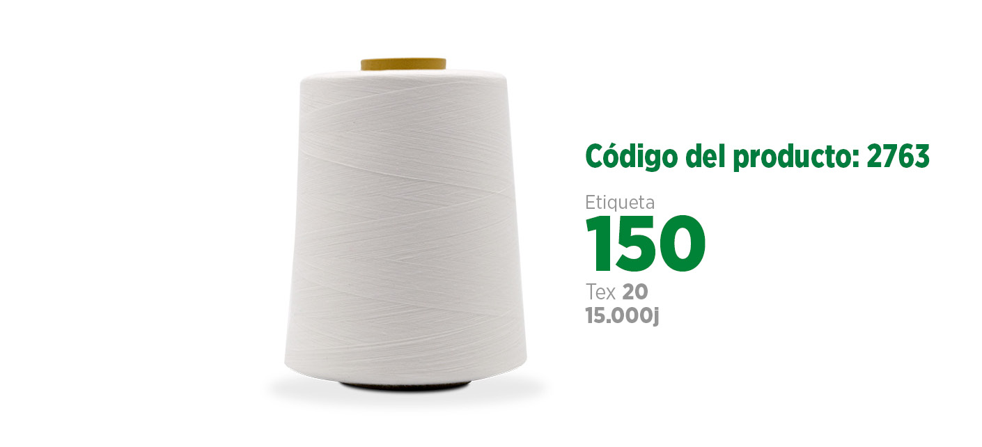 Linha de Poliéster Fiado para costura industrial (linha reta ou algodão), etiqueta 150, tex 20, 15 mil jardas SANCRIS.