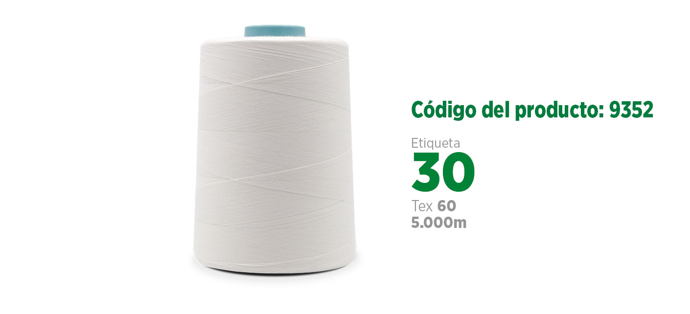 Linha de Algodão para costura industrial (linha para tingir ou linha pt), etiqueta 30, tex 60, 5 mil jardas SANCRIS.