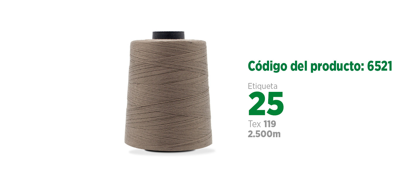 Linha Mista Core Spun para costura industrial (linha mista poliéster/algodão), etiqueta 25, tex 119, 2.5 mil metros SANCRIS.