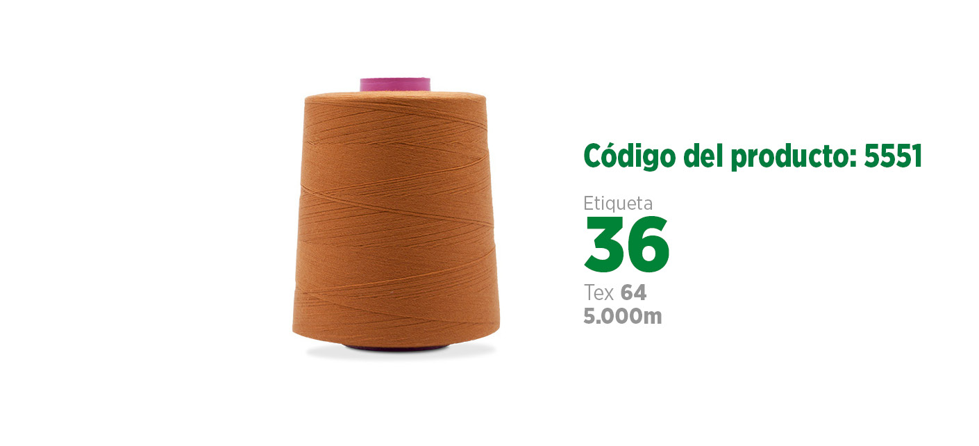 Linha Mista Core Spun para costura industrial (linha mista poliéster/algodão), etiqueta 36, tex 64, 5 mil metros SANCRIS.