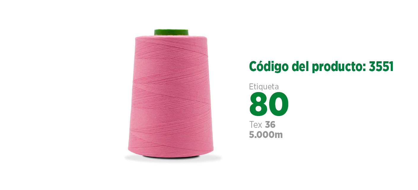 Linha Mista Core Spun para costura industrial (linha mista poliéster/algodão), etiqueta 80, tex 36, 5 mil metros SANCRIS.